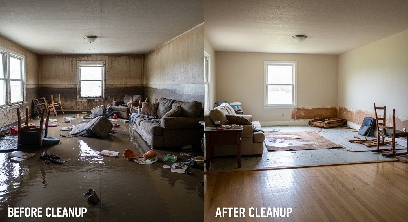 Sewage Cleanup in North Miami Beach, FL before and after cleanup