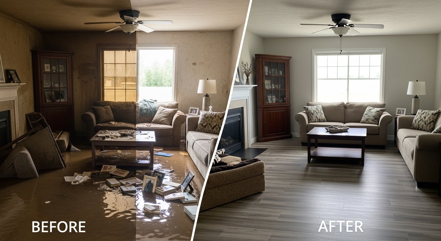 Commercial Water Damage Restoration in North Miami Beach, FL before and after cleanup