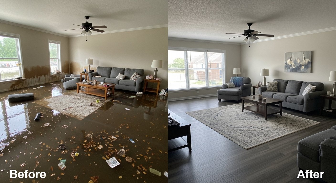 Kitchen Sink Overflow Water Damage photo