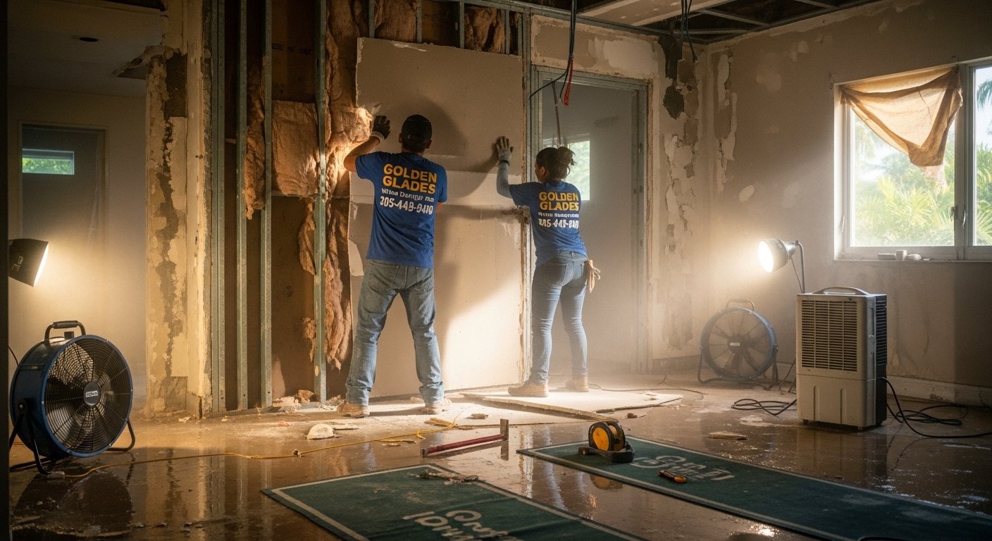 Large Loss Restoration in North Miami Beach, FL crew working in North Miami Beach